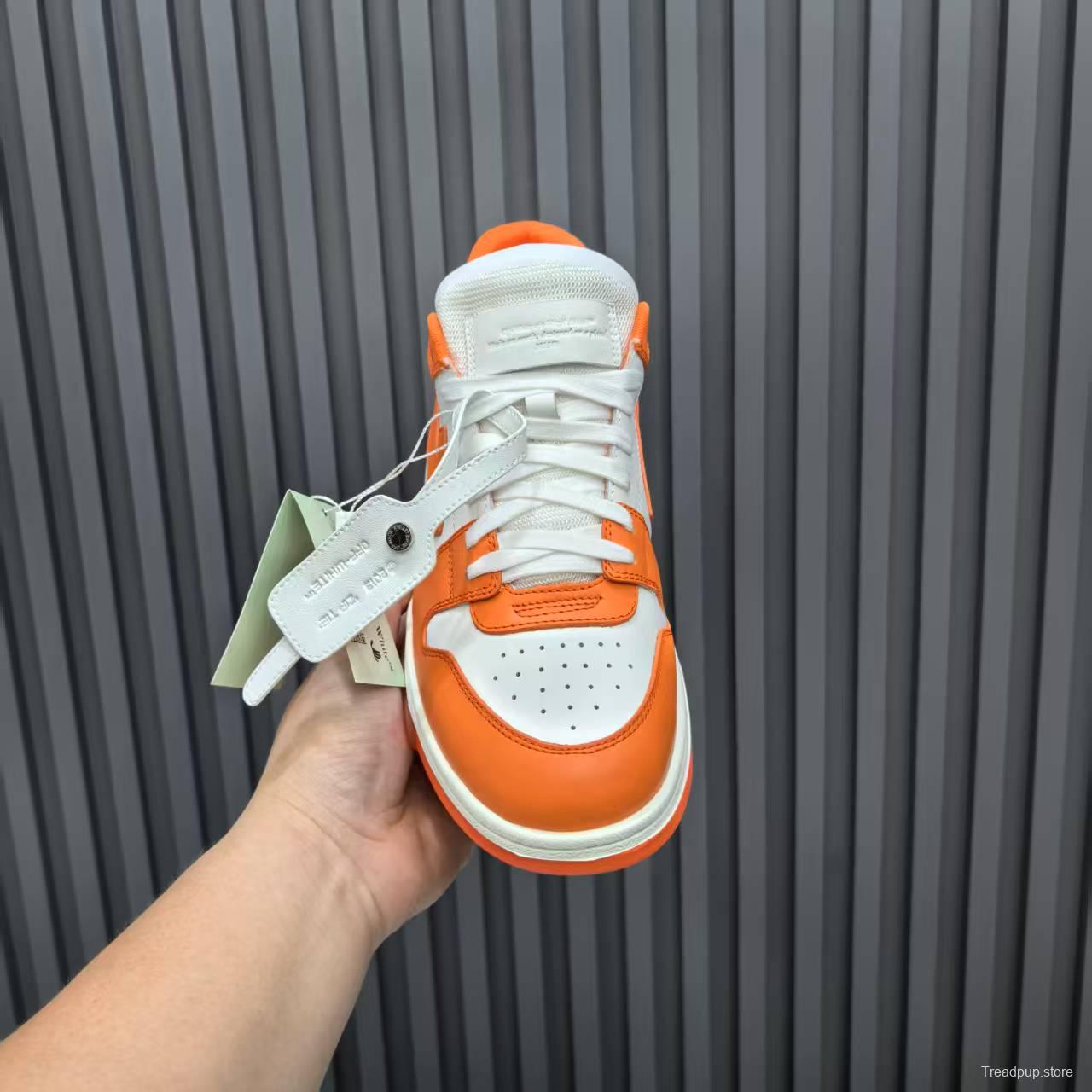 2025 Unisex Off-White Orange White Leather Sneakers MJ00320