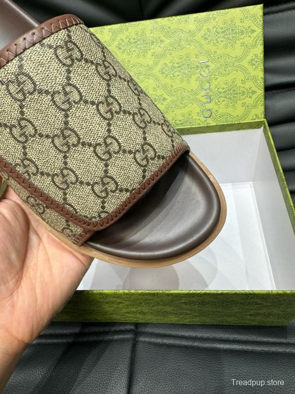 2024 Slippers Gucci Brown Canvas Slippers MJ00200