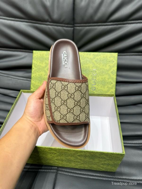 2024 Slippers Gucci Brown Canvas Slippers MJ00200