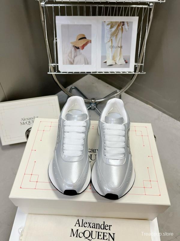2024 Women ALEXANDER MCQUEEN Silver Leather Sneakers MJ00370
