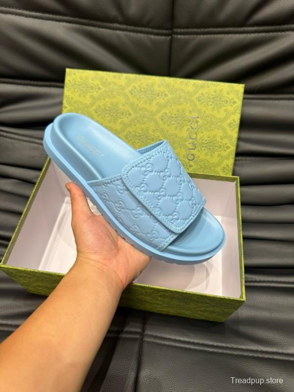 2024 Slippers Gucci Light Blue Synthetic Leather Slippers MJ00200