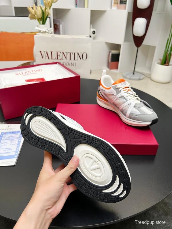 2025 Unisex Valentino White Orange Grey Mesh Fabric Sneakers Vlogo Welding LY00410