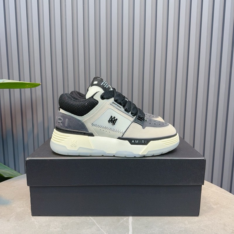2024 Unisex Amiri Black White Grey Leather Mesh Sneakers MJ00360