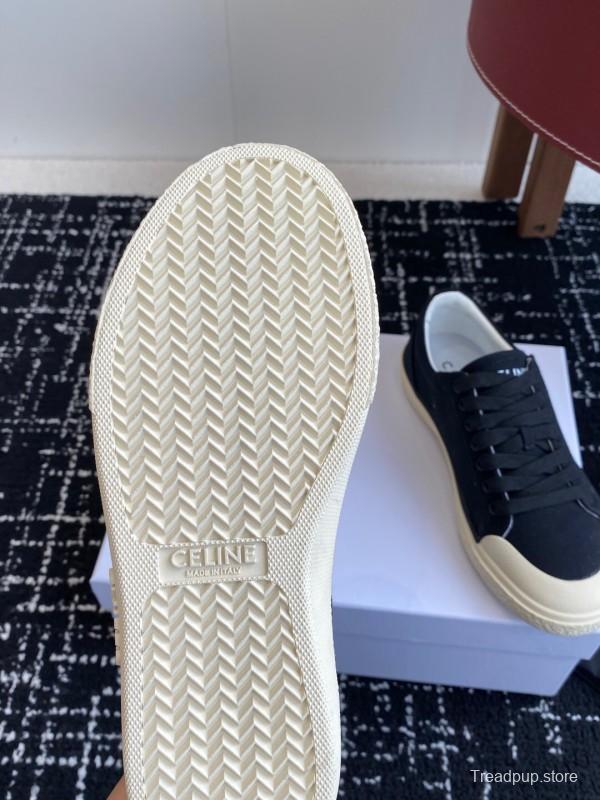 2025 Women Celine Black White Canvas Sneakers CR-03