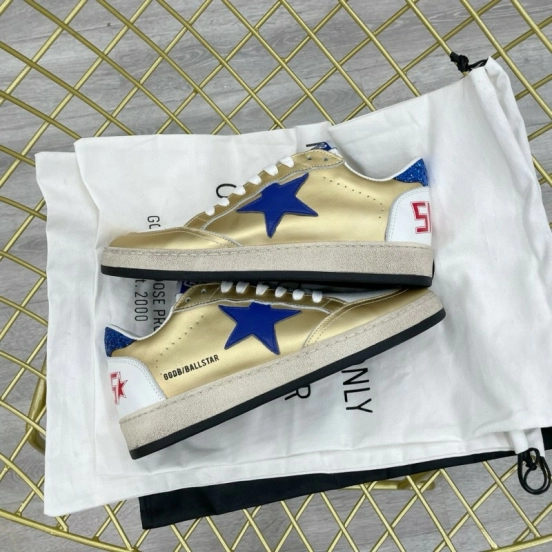 2024 Unisex GGDB Gold Blue White Leather Sneakers MJ00260