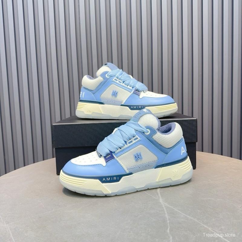 2024 Unisex Amiri Blue White Mesh Leather Sneakers MJ00360