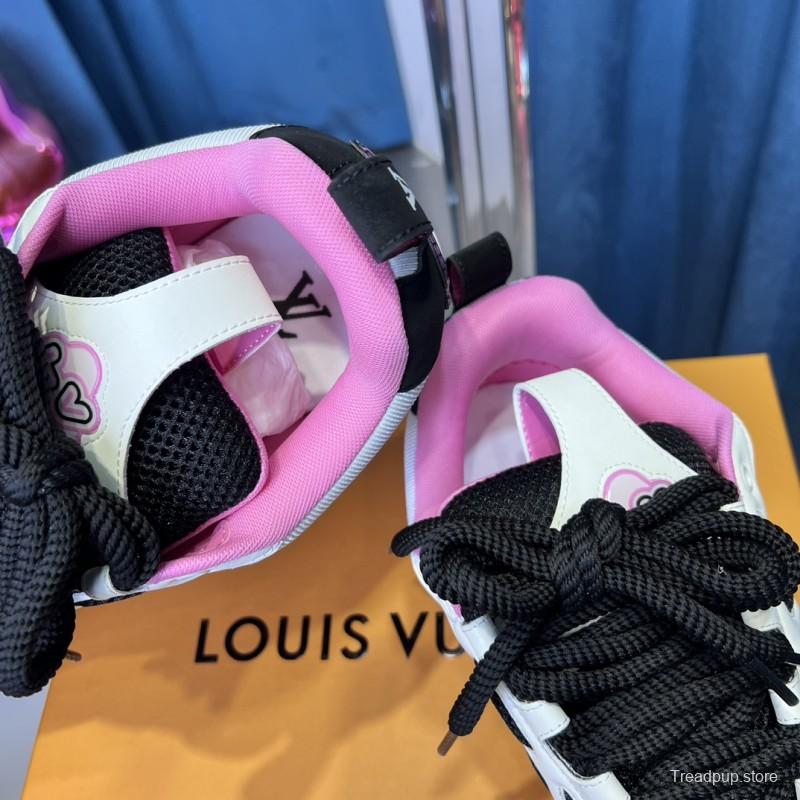 2025 Unisex Louis Vuitton White Black Pink Leather Mesh LV Trainer