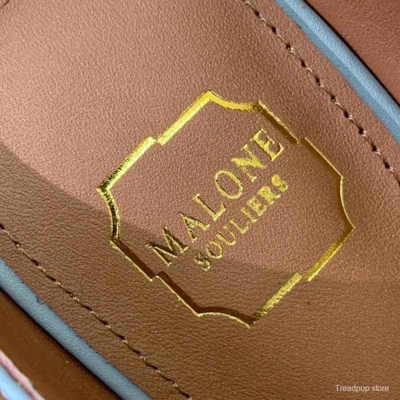 2025 Women Malone Souliers Blue Leather Heeled Mules