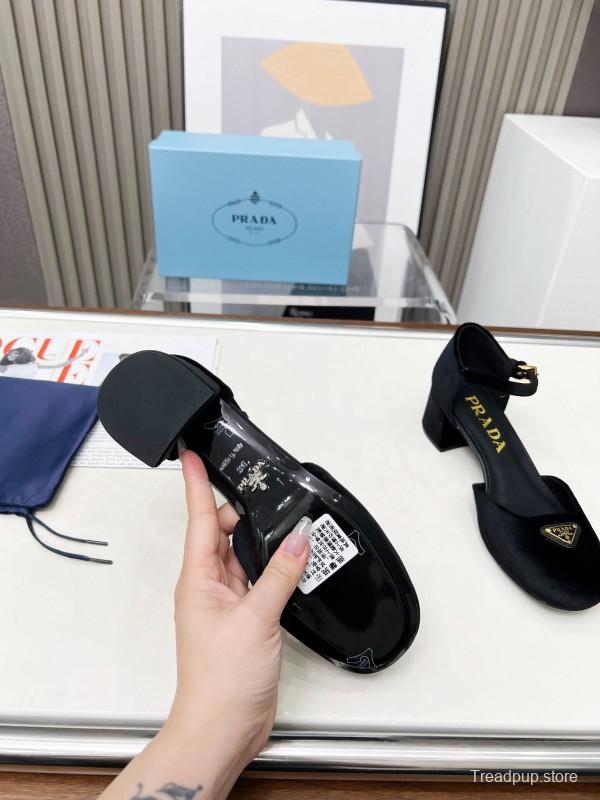 2025 Women Prada Black Suede Mary Jane Buckle LY00270