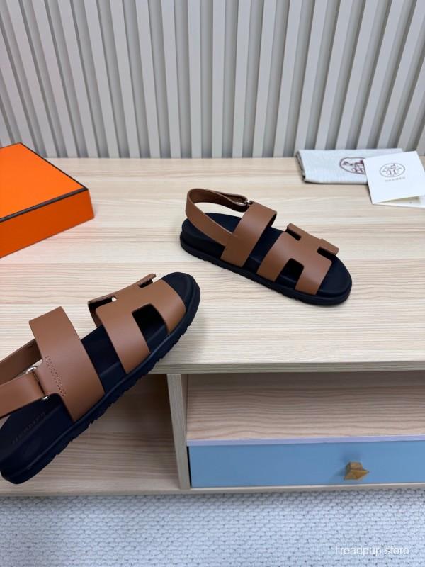 2025 Women Hermès Brown Leather Sandals