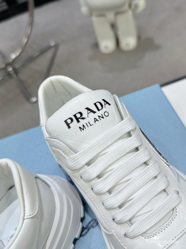 2025 Unisex Prada White Leather Sneakers KFY00310