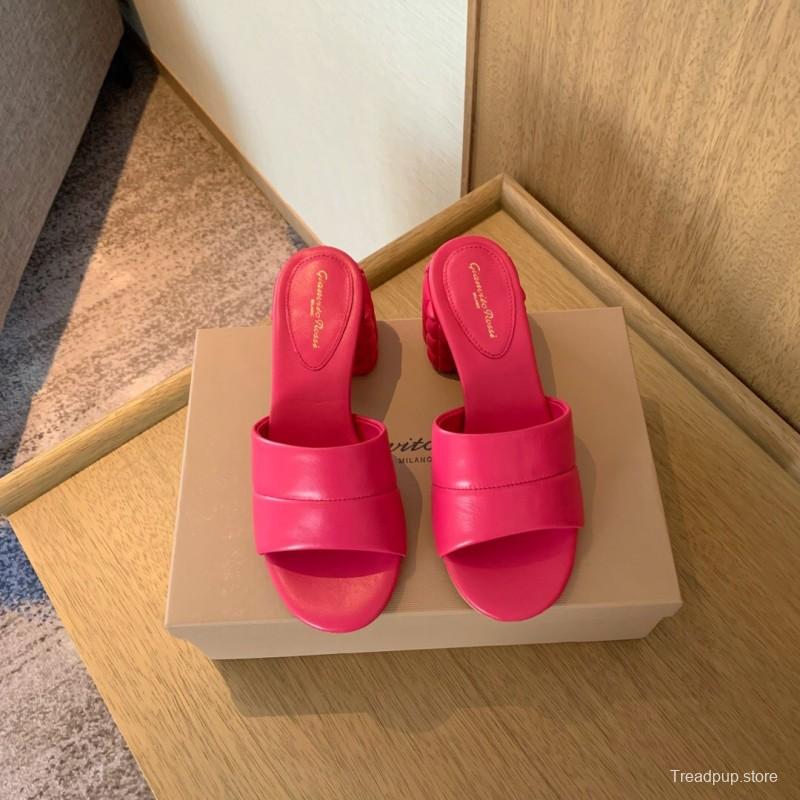 2025 Women Gianvito Rossi Pink Leather Slippers