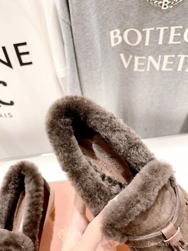 2024 Women Le Parmentier Brown Suede Shearling Loafer MJ00310