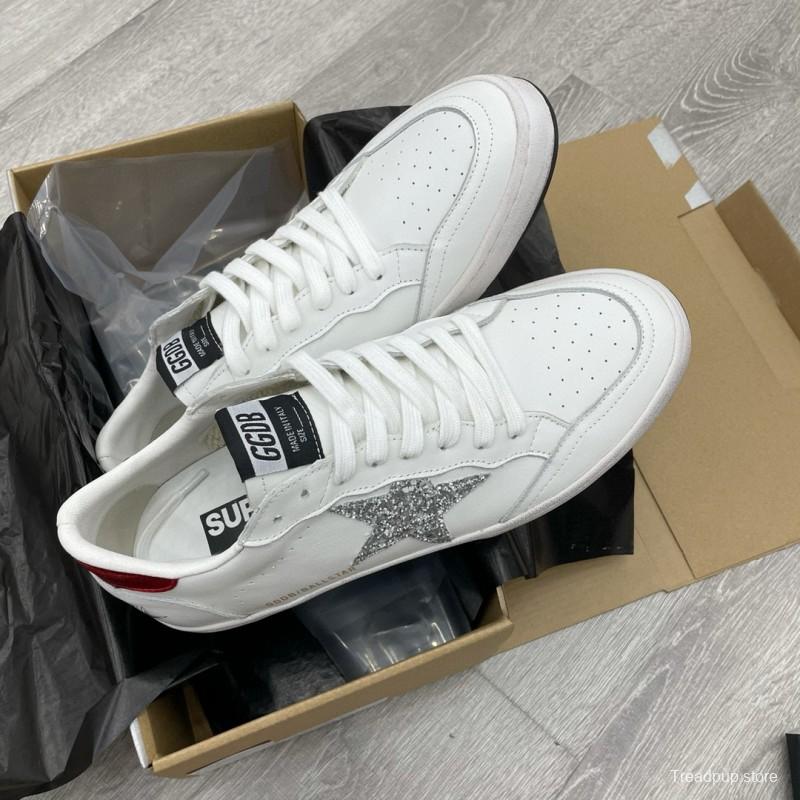 2024 Unisex GGDB White Silver Glitter Leather Sneakers MJ00260