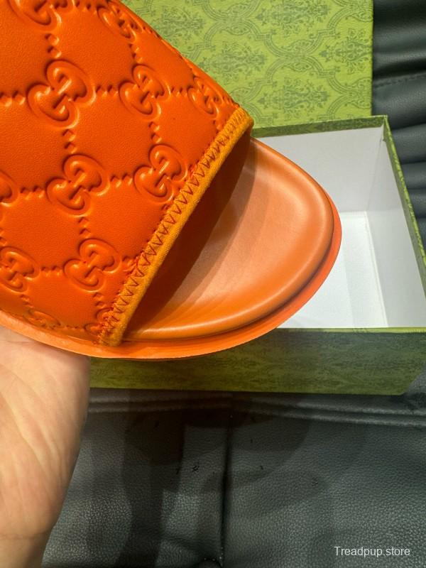 2024 Slippers Gucci Orange Rubber Slippers MJ00200