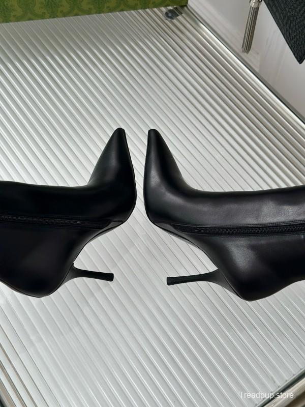 2024 Women Gucci Black Leather Boots Chain Detail MJ00550