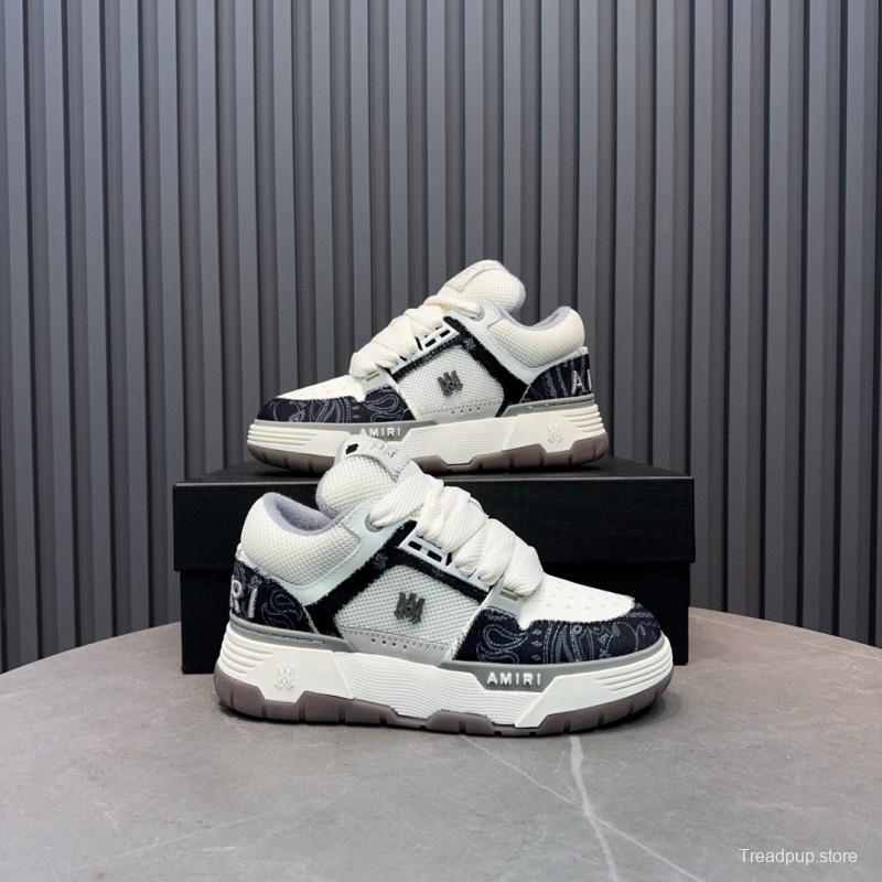 2024 Unisex Amiri White Black Leather Sneakers MJ00360