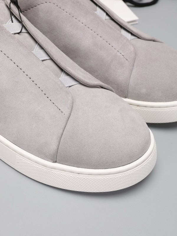 2024 Men Ermenegildo Zegna Grey Suede Sneakers MJ00240