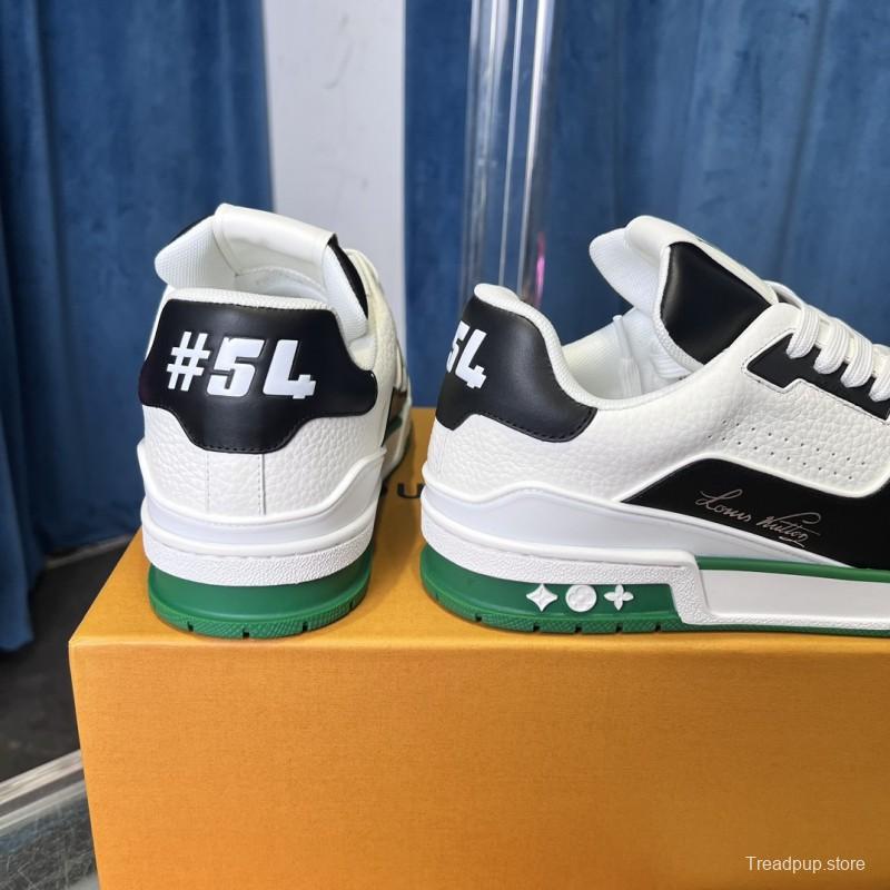 2025 Unisex Louis Vuitton White Black Green Leather Trainer