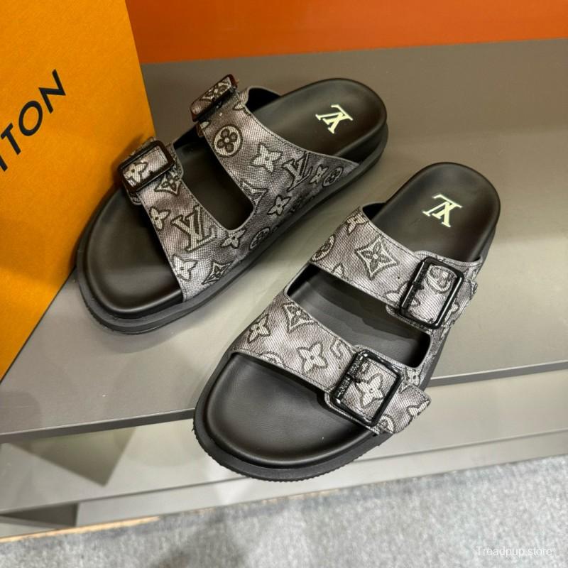 2024 Slippers Louis Vuitton Gray Leather Slippers MJ00210