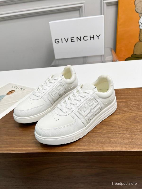 2024 Unisex Givenchy White Silk Calfskin Patent Leather Low Top Sneakers MJ00380