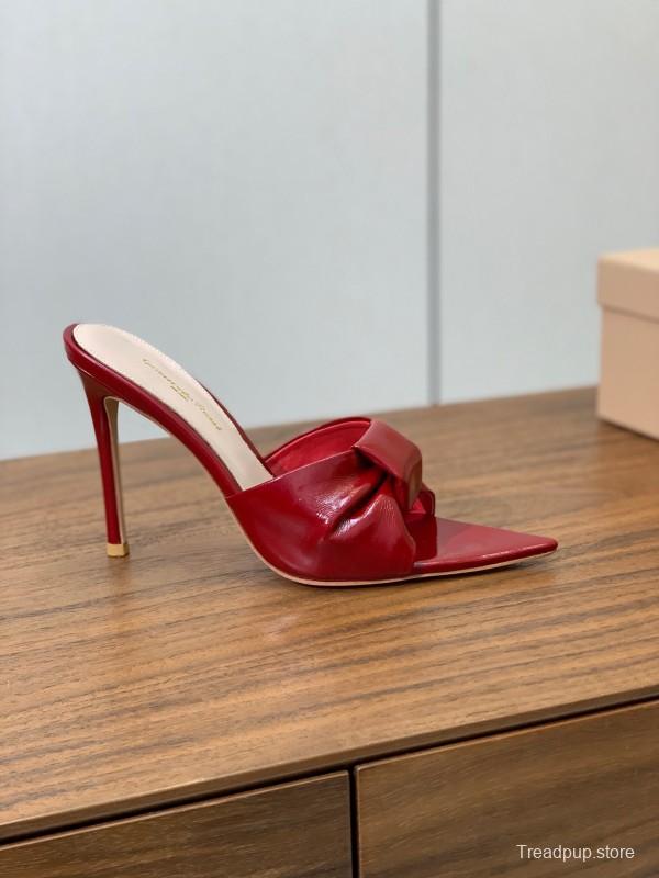 2025 Women Gianvito Rossi Red Leather High Heel Mule KFY00280