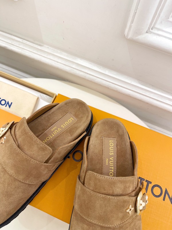 2025 Slippers LV Brown Suede Slippers