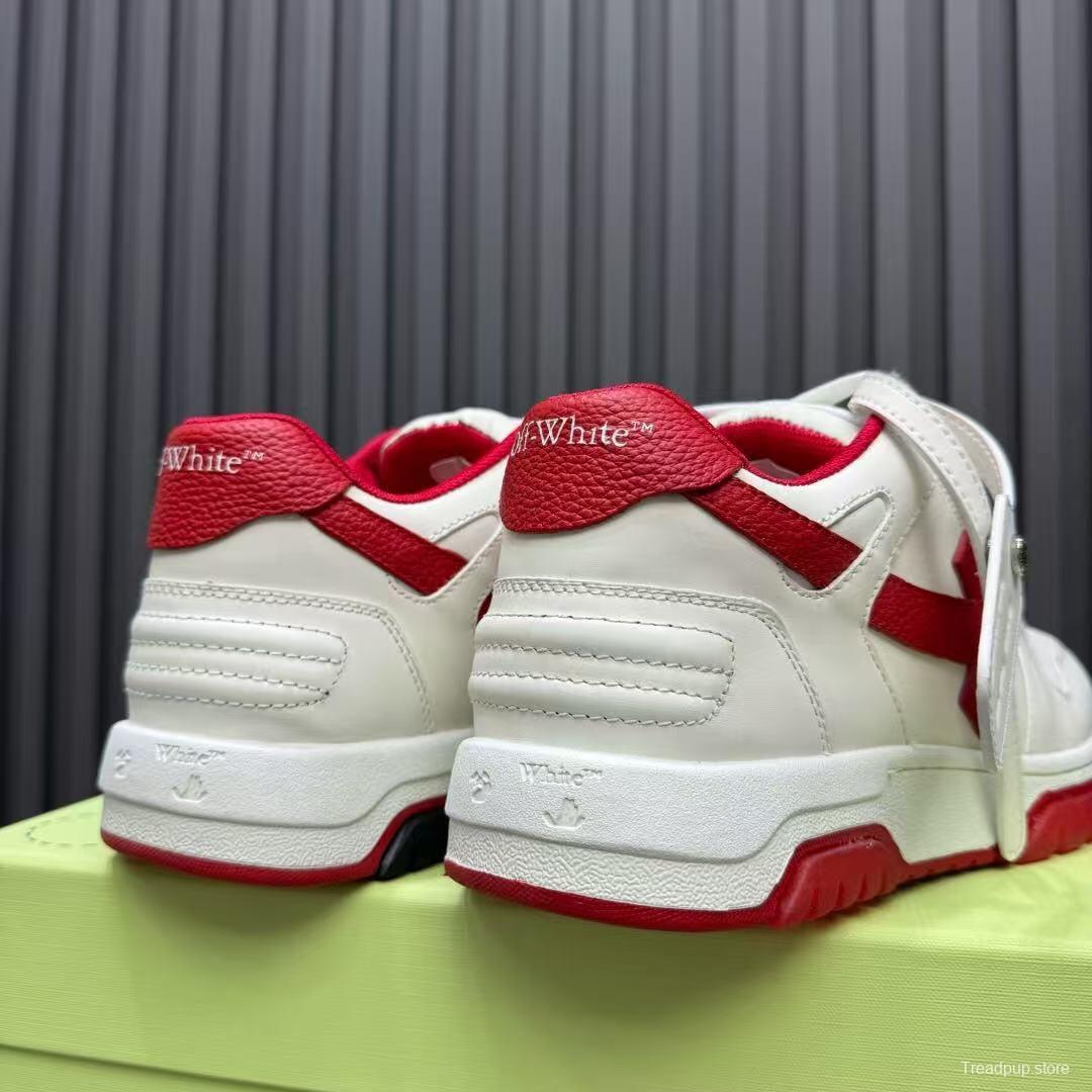 2025 Unisex Off-White White Red Leather Sneakers KFY00320
