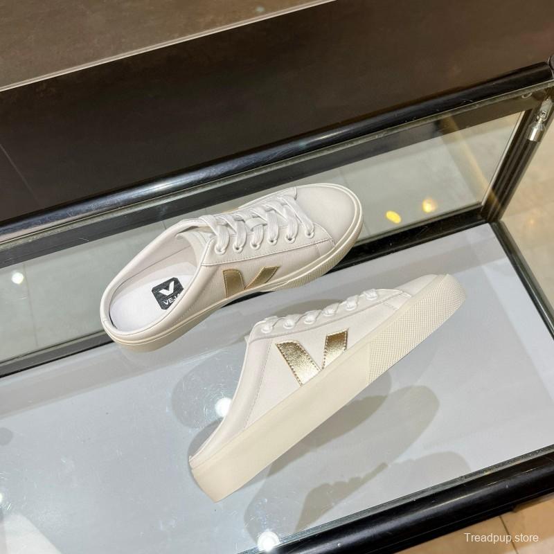 2025 Women VEJA White Canvas Leather Sneakers Slip-On Casual MJ00240