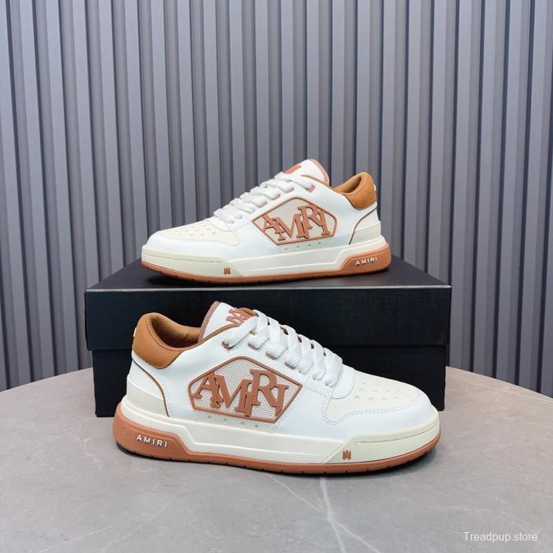 2025 Unisex Amiri White Brown Leather Sneakers MJ00360