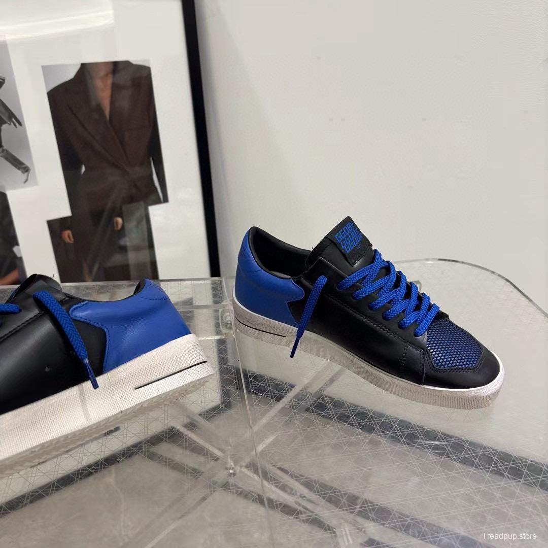 2024 Unisex GGDB Black Blue Leather Mesh Low Top Sneakers MJ00260