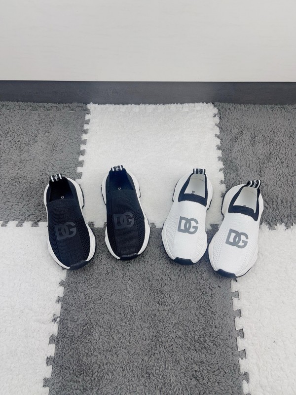 2024 Kids Dolce & Gabbana Black White Mesh Slip-On Sneakers