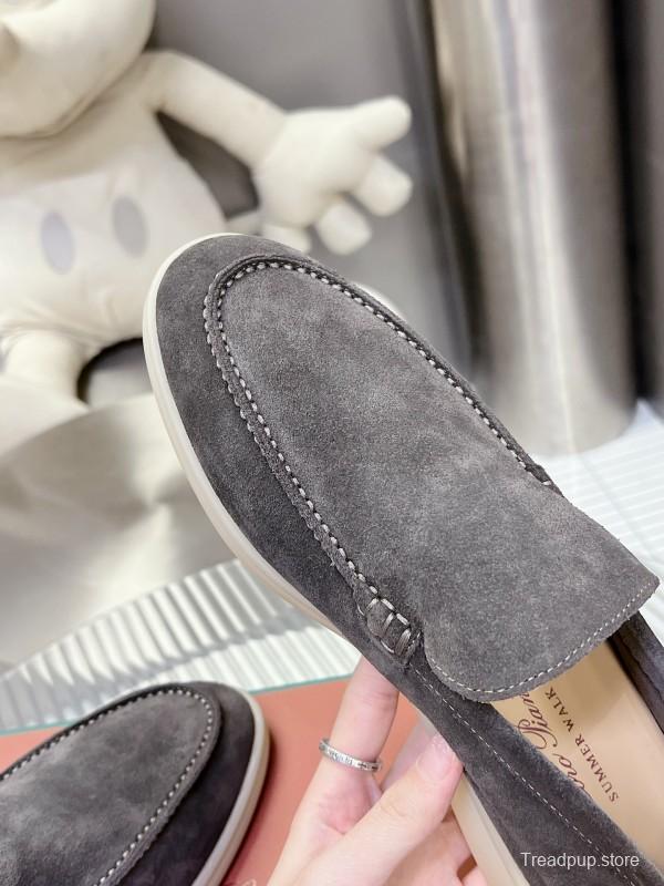 2025 Unisex Philipp Plein Gray Suede Loafers Soft Rubber Sole LY00260