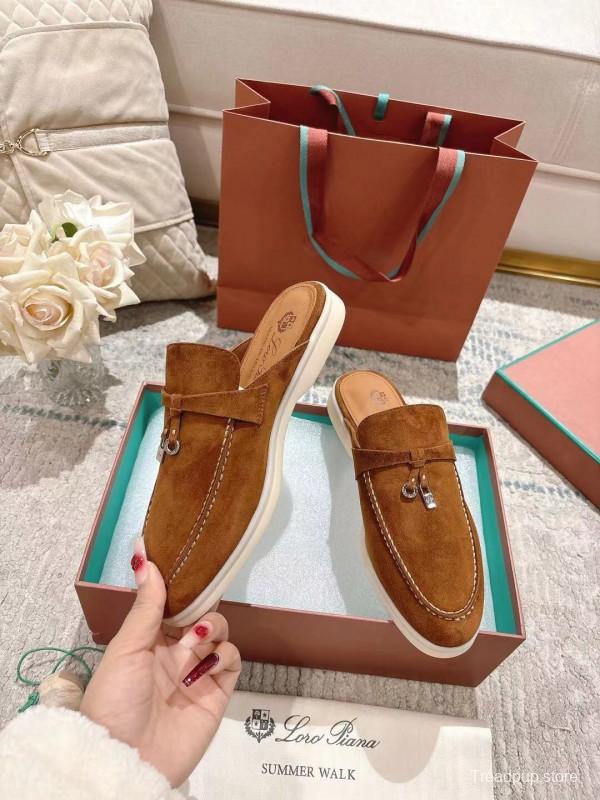 2025 Women LP Brown Suede Slippers LY00260