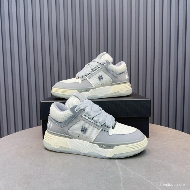 2024 Unisex Amiri Grey White Leather Suede Sneakers MJ00360