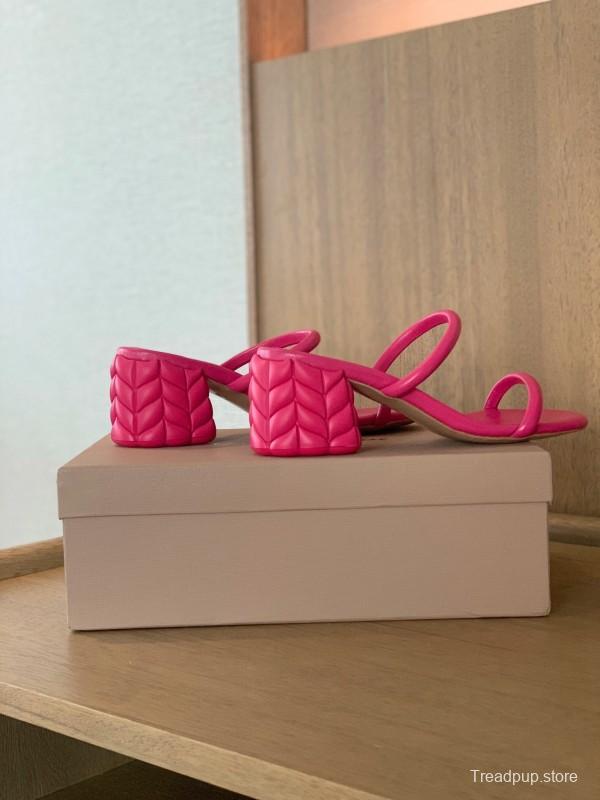 2025 Women Gianvito Rossi Pink Leather Sandals KFY00260