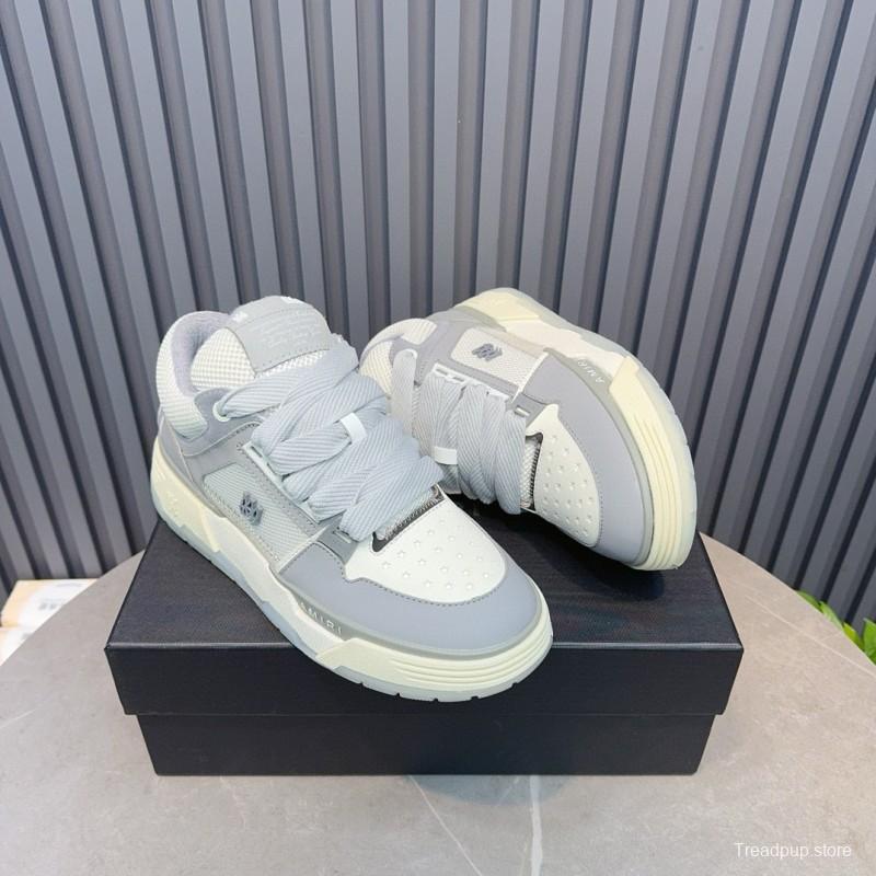 2024 Unisex Amiri Grey White Leather Suede Sneakers MJ00360