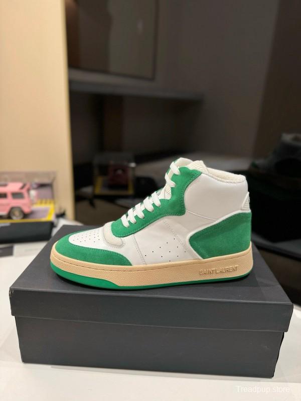 2024 Unisex Yves Saint Laurent White Green Leather Sneakers MJ00390
