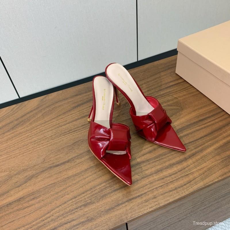 2025 Women Gianvito Rossi Red Leather High Heel Mule KFY00280