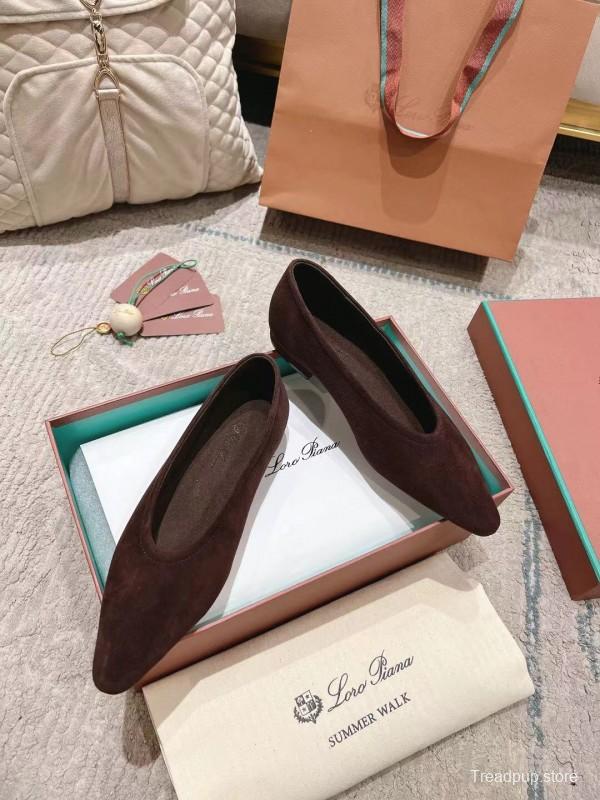 2025 Women LP Brown Suede Ballet Flat LY00320