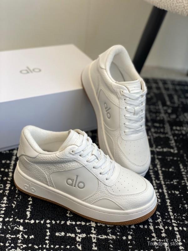 2025 Women Alo White Leather Casual Sneakers KFY00280