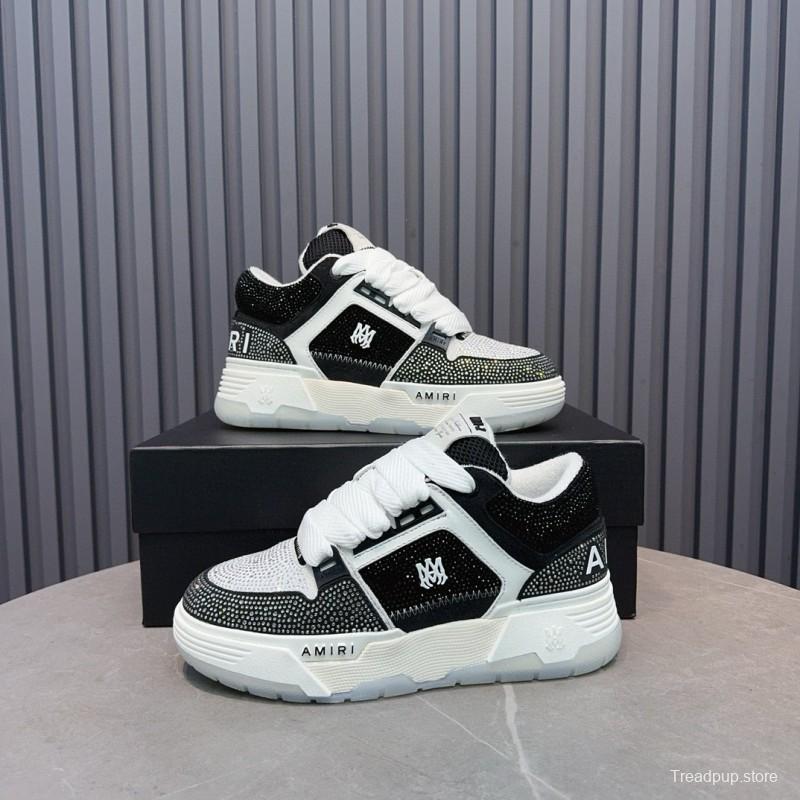 2024 Unisex Amiri Black White Mesh Leather Sneakers MJ00410