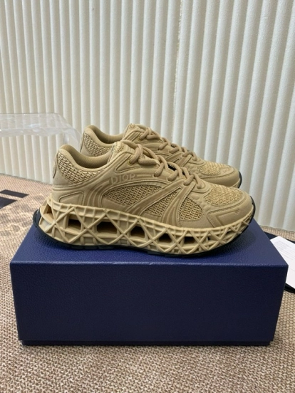2024 Unisex Dior beige mesh leather sneakers MJ00400
