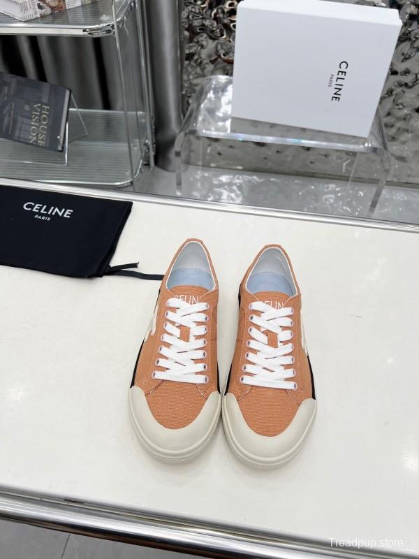 2025 Women Celine Apricot Canvas Sneakers LY00210