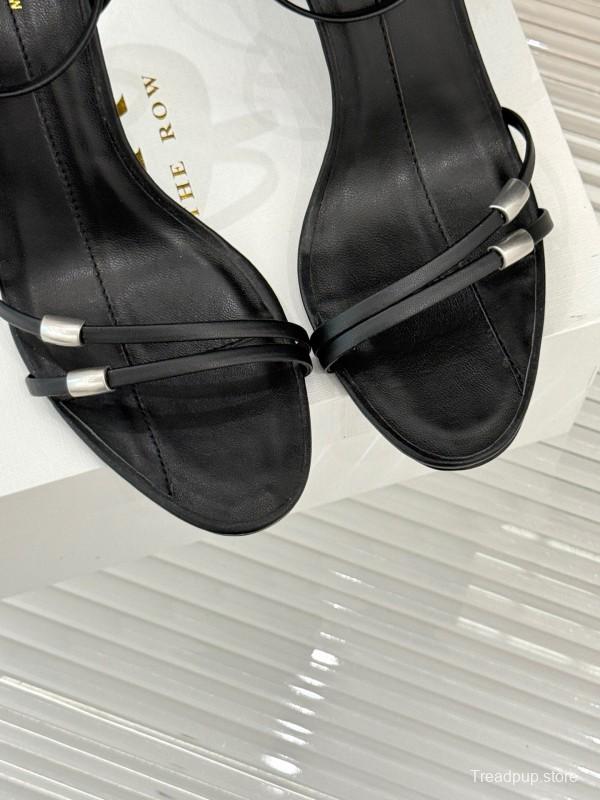 2025 Women Yves Saint Laurent Black Leather High Heel Sandals KFY00270