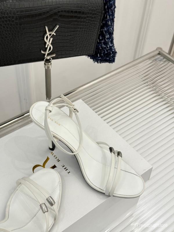 2025 Women Yves Saint Laurent White Leather High Heel Slingback KFY00270