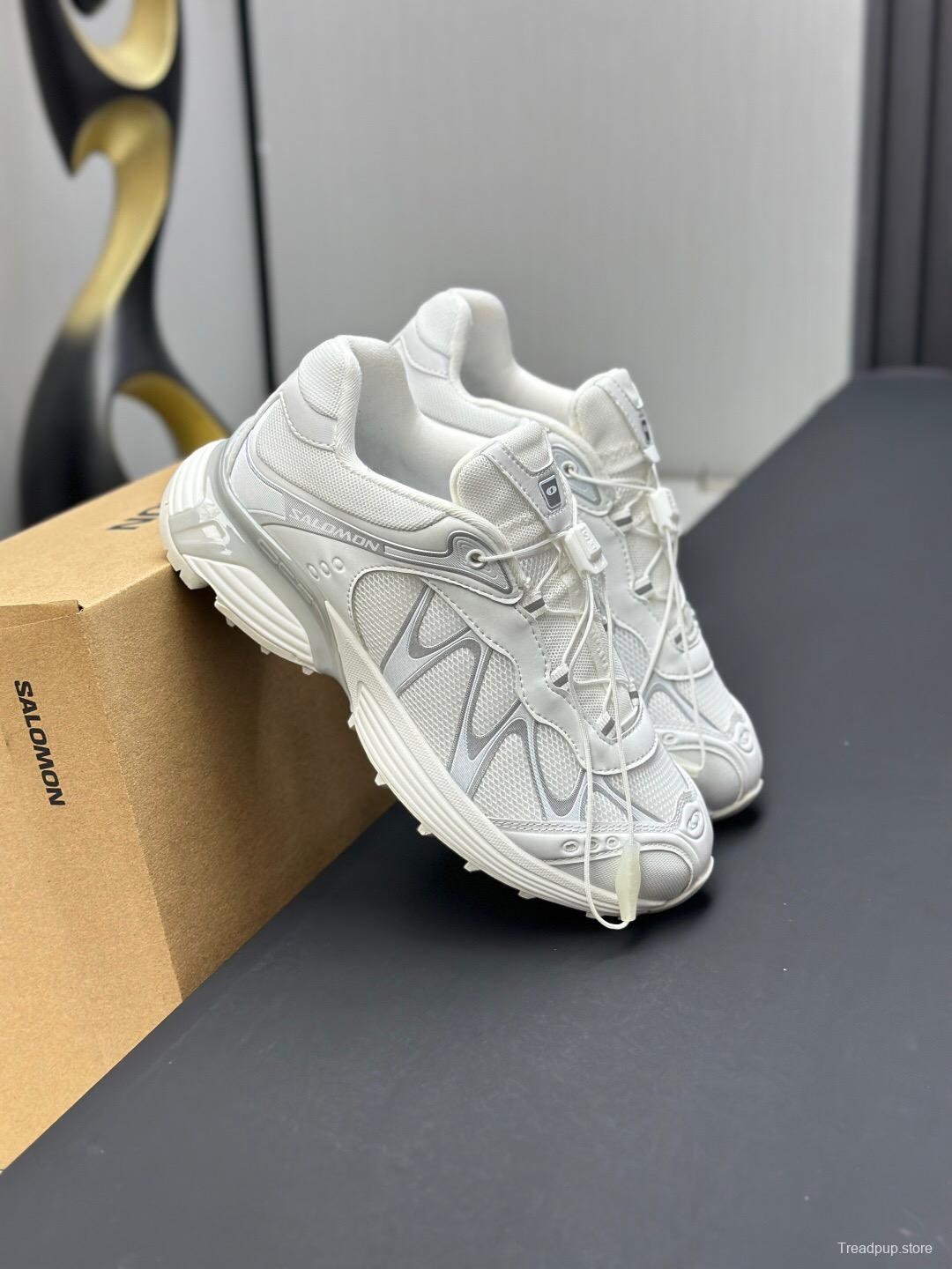 2025 Unisex Salomon White Cream Leather Mesh Sneakers AS00320