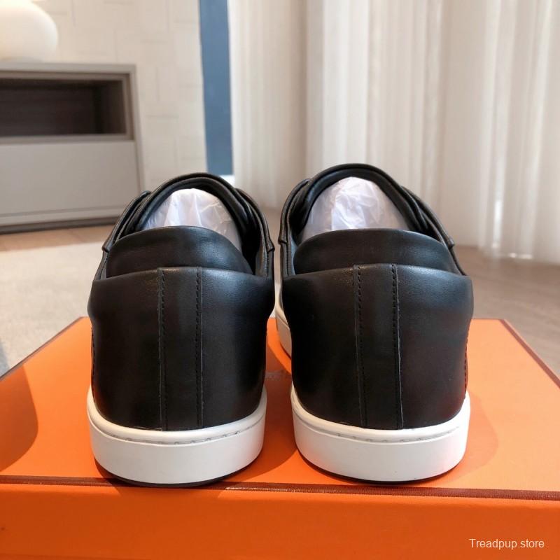 2025 Men Hermès Black Leather Sneakers AS00380