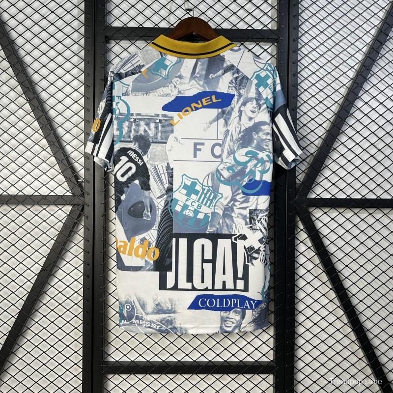 25/26 FC Barcelona White with Collage Art Jersey