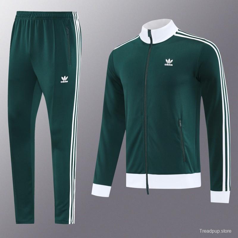 2025 Adidas Original Green Full Hoodie Zipper Jacket +Long Pants